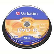 Диск DVD-R Verbatim  4,7 Gb 16x, Cake Box, 10шт (43523)