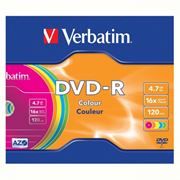 Диск DVD-R Verbatim 4,7 Gb 16x Color, Slim Case (43557)