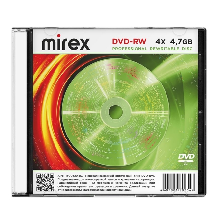  DVD-RW Mirex 4,7 Gb 4x, Slim Case (UL130032A4S)