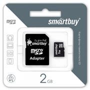 Карта памяти MicroSD 2 Gb Smartbuy + адаптер SD (SB2GBSD-01)