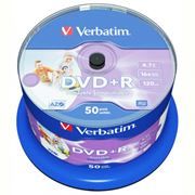  DVD+R Verbatim 4,7 Gb 16x Wide Inkjet Printable, Cake Box, 50 (43512)